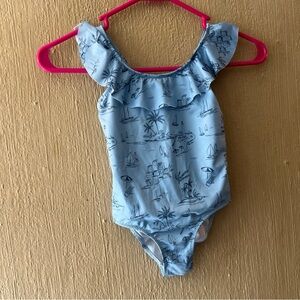 Zara Kids Girls Swimsuit One Piece blue ruffle Sz 4-5 one piece sailboat swim